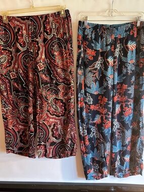 J.JILL SARASA TROPICAL FULL LEG CROP AND PAISLEY PRINT WIDE LEG CROP PANTS (2) M